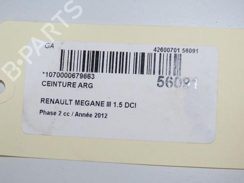 Venstre bagtil seleforstrammer RENAULT MEGANE III Hatchback (BZ0/1_, B3_) 1.5 dCi (BZ09, BZ0D, BZ1W, BZ29, BZ14) (110 hp) 32377368