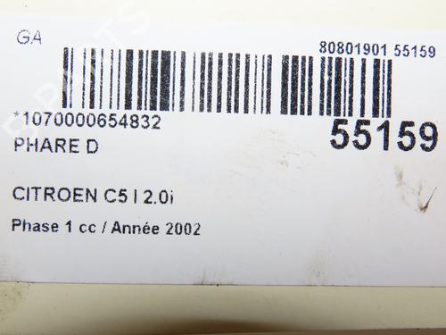 Højre forlygte CITROËN C5 I (DC_) 2.0 16V (DCRFNC, DCRFNF) | BP28832508C29 