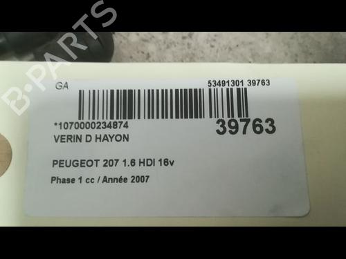 Used Tailgate lift support PEUGEOT 207 (WA_, WC_) 1.6 HDi (90 hp) 14879894