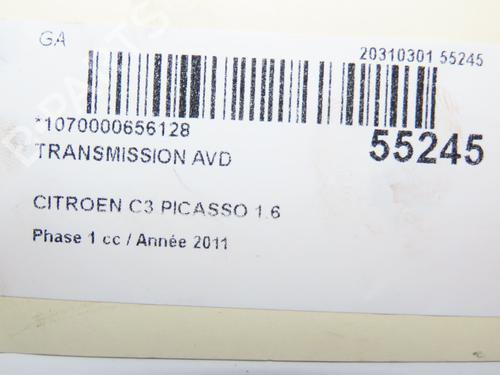 Used Right front driveshaft CITROËN C3 Picasso (SH_) 1.6 HDi 110 (112 hp) 28829562