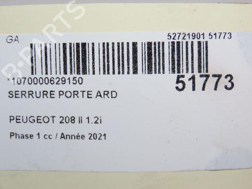 Rear right lock PEUGEOT 208 II (UB_, UP_, UW_, UJ_) 1.2 PureTech 100 | BP28969037C99 