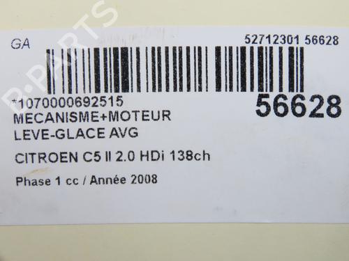 Vindusheismekanisme venstre foran CITROËN C5 III (RD_) 2.0 HDi (RDRHD8, RDRHDJ, RDRHR8, RDRHRJ) (136 hp) 32005001