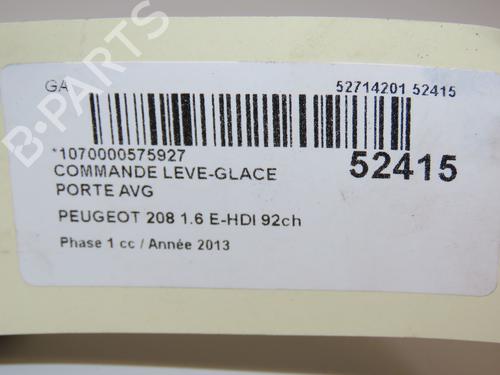 Used Left front window switch PEUGEOT 208 I (CA_, CC_) 1.6 HDi (92 hp) 28831726