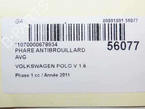 Nebelscheinwerfer links für VW POLO V (6R1, 6C1) 1.6 TDI (90 hp) 31121140