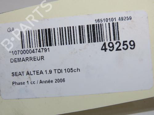 Starter SEAT ALTEA (5P1) 1.9 TDI | BP36657566M8 - Image 4