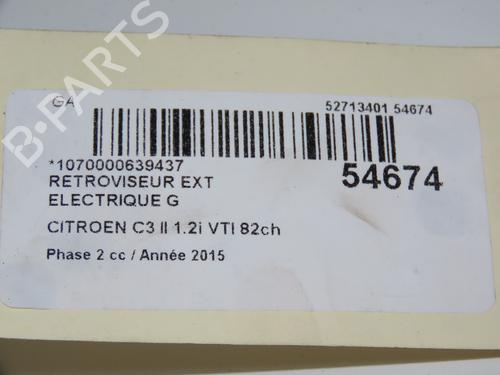 Bakspejl venstre CITROËN C3 II (SC_) 1.2 VTi 82 (82 hp) 31162653