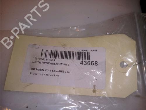 Used ABS pump CITROËN C3 II (SC_) 1.6 HDi (92 hp) 14950767
