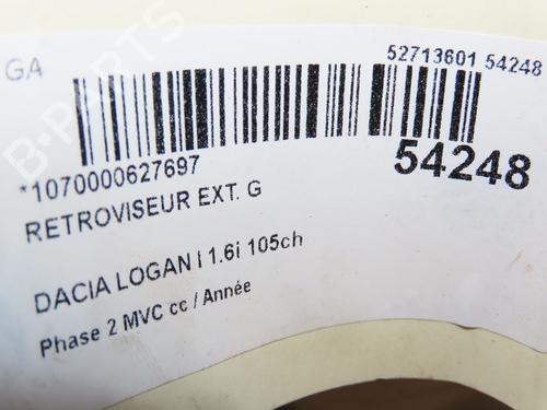 Left mirror DACIA LOGAN MCV (KS_) 1.6 16V Hi-Flex | BP28968762C26 