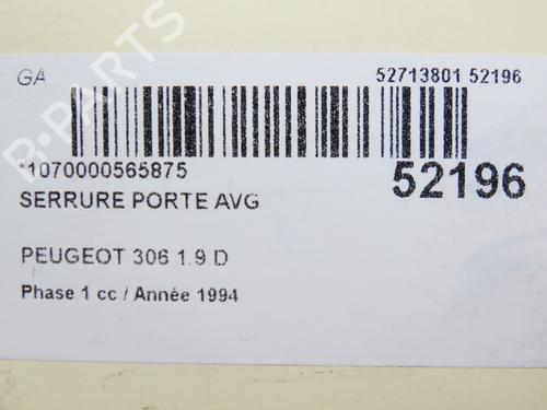 Used Front left lock PEUGEOT 306 Hatchback (7A, 7C, N3, N5) 1.9 D (69 hp) 24359044