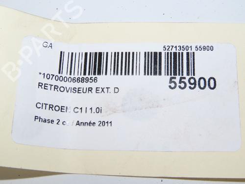 Used Right mirror CITROËN C1 (PM_, PN_) 1.0 (68 hp) 31748001