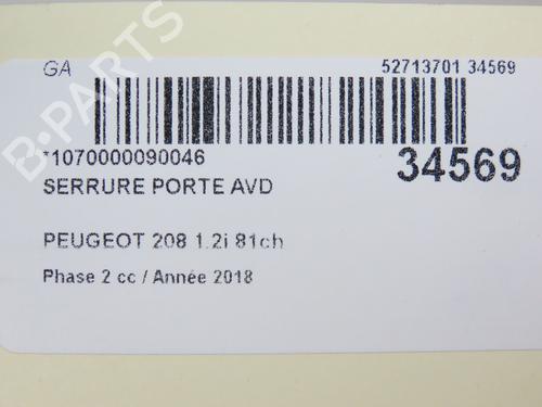 Front right lock PEUGEOT 208 I (CA_, CC_) 1.2 VTi 68 / PureTech 68 | BP9597613C97 