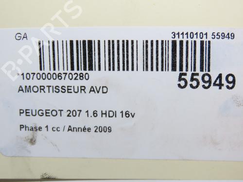 Used Right front shock absorber PEUGEOT 207 (WA_, WC_) 1.6 HDi (90 hp) 30797569