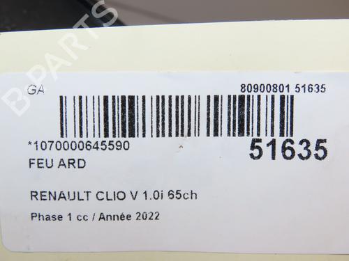 Used Right taillight RENAULT CLIO V (B7_) 1.0 SCe 65 (B7MG) (67 hp) 29441837