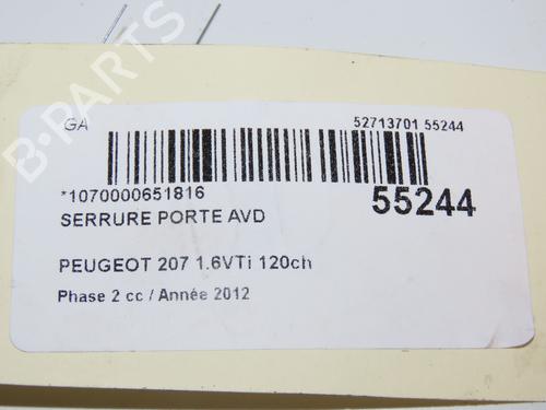 Front right lock PEUGEOT 207 (WA_, WC_) 1.6 16V VTi | BP28968807C97 