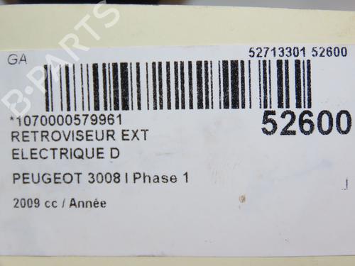 Used Right mirror PEUGEOT 3008 I MPV (0U_) 1.6 VTi (120 hp) 28033274