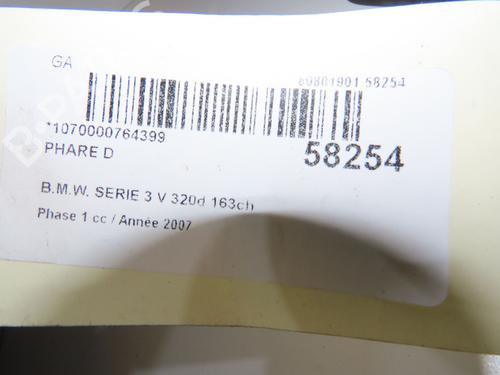 Used Right headlight Right headlight BMW 3 (E90) 320 d (177 hp) 39938118 39938118