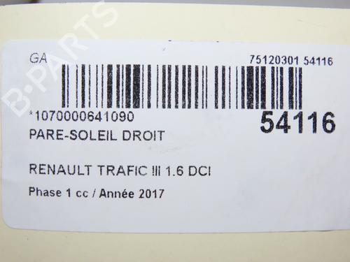 Højre solskærm RENAULT TRAFIC III Van (FG_) 1.6 dCi 125 (FGMH) | BP28969355I2 - Image 4