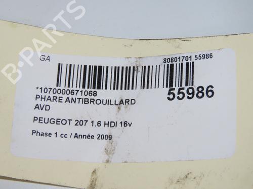 Farol Nevoeiro frente direito PEUGEOT 207 (WA_, WC_) 1.6 HDi (90 hp) 31302759