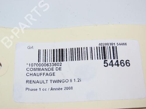 Commande Chauffage RENAULT TWINGO II (CN0_) 1.2 (CN0D) (58 hp) 29441724