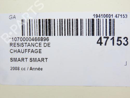 Used Heater resistor Heater resistor SMART FORTWO Coupe (451) 1.0 (451.331, 451.380) (71 hp) 19089451 19089451