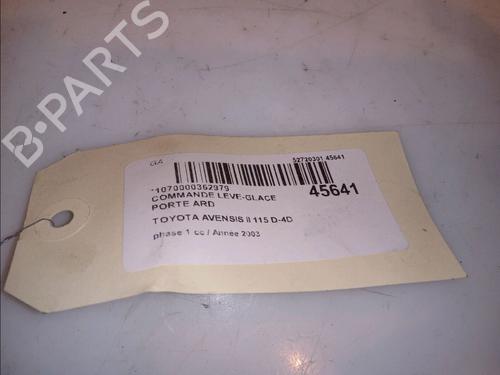 Used Right rear window switch Right rear window switch TOYOTA AVENSIS (_T25_) 2.0 D-4D (CDT250_, CDT250R) (116 hp) 13030982 13030982