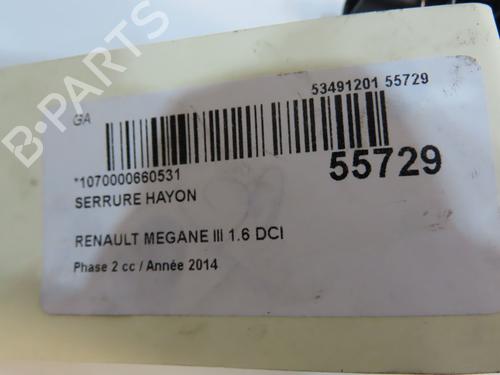 Used Tailgate lock RENAULT MEGANE III Hatchback (BZ0/1_, B3_) 1.6 dCi (BZ00, BZ12, BZ13) (130 hp) 31030251