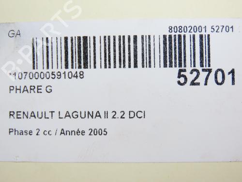 Venstre forlygte RENAULT LAGUNA II (BG0/1_) 2.2 dCi (BG0F) | BP28802255C28 