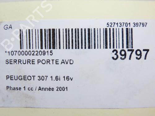 Used Front right lock PEUGEOT 307 (3A/C) 1.6 16V (109 hp) 19668700