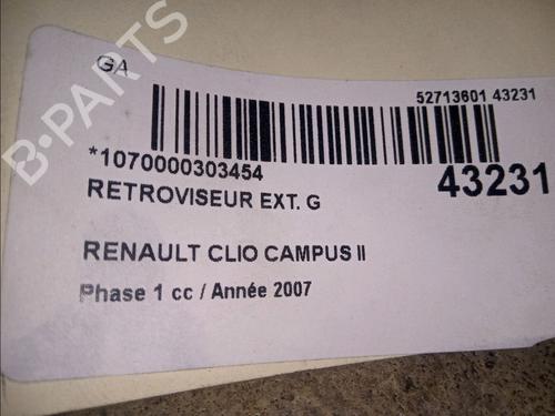 Used Left mirror RENAULT CLIO II (BB_, CB_) 1.5 dCi (B/CB3M) (64 hp) 9755995