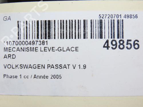 Rudehejsemekanisme Højre bagtil VW PASSAT B6 (3C2) 1.9 TDI (105 hp) 28802068