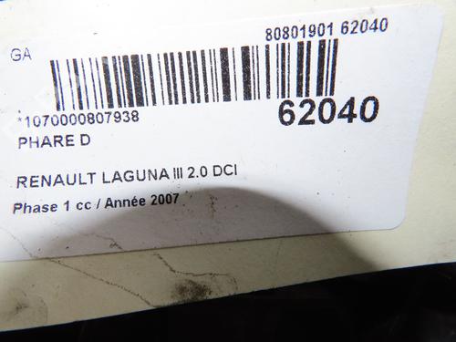 right-headlight-renault-laguna-iii-bt01-2007-2008-2009-2010-2011-2012-2013-2014-2015-39997108 main image
