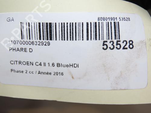 Højre forlygte CITROËN C4 II (NC_) 1.6 BlueHDi 120 (120 hp) 28832479