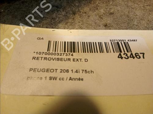 Used Right mirror PEUGEOT 206 SW (2E/K) 1.4 (75 hp) 9733874