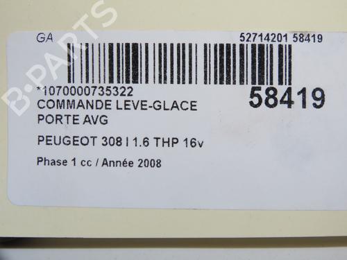 Interrupteur de vitre avant gauche Interrupteur de vitre avant gauche PEUGEOT 308 I (4A_, 4C_) 1.6 16V (120 hp) 36682358 36682358