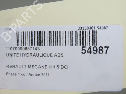 Used ABS pump RENAULT MEGANE III Hatchback (BZ0/1_, B3_) 1.5 dCi (BZ09, BZ0D, BZ1W, BZ29, BZ14) (110 hp) 31179708