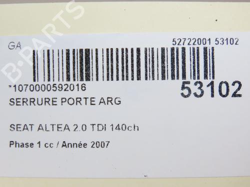 Rear left lock SEAT ALTEA (5P1) 2.0 TDI 16V | BP28831993C100 
