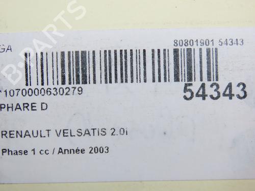 Used Right headlight RENAULT VEL SATIS (BJ0_) 2.0 16V Turbo (BJ0K) (163 hp) 31121146