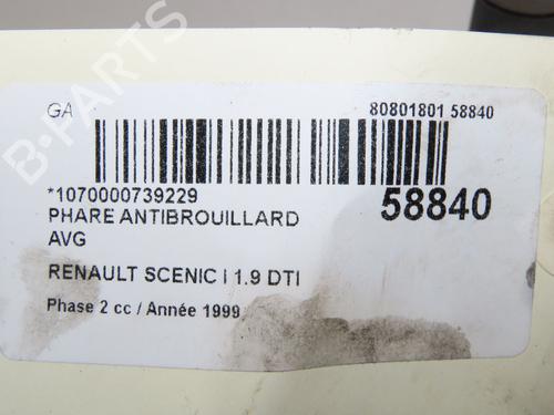 Venstre Fortil Tågelygte Venstre Fortil Tågelygte RENAULT SCÉNIC I MPV (JA0/1_, FA0_) 1.9 dTi (JA0N) (98 hp) 37275942 37275942