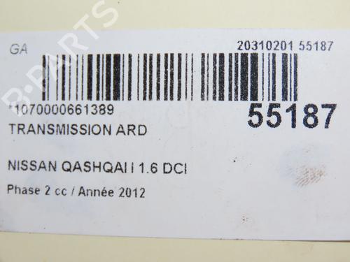 Right rear driveshaft NISSAN QASHQAI I (J10, NJ10) 1.6 dCi All-wheel Drive | BP29294151M41 