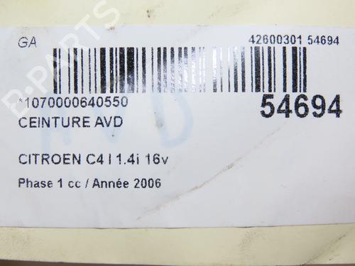 Høyre foran beltestrammer CITROËN C4 I (LC_) 1.4 16V (88 hp) 28830730