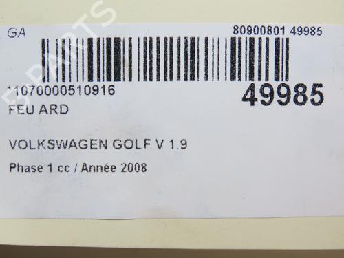 Used Right taillight VW GOLF V (1K1) 1.9 TDI (105 hp) 28832634