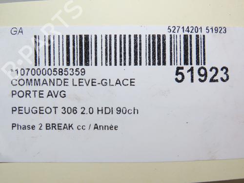 Used Left front window switch PEUGEOT 306 Break (7E, N3, N5) 2.0 HDI 90 (90 hp) 28831721
