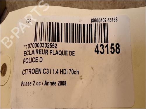 Nummerpladelys CITROËN C3 I (FC_, FN_) 1.4 HDi (68 hp) 14880593