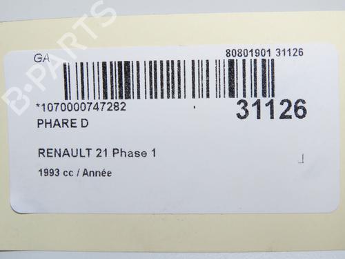 Phare droit Phare droit RENAULT 21 Saloon (L48_) [1986-1997] 33998910 33998910