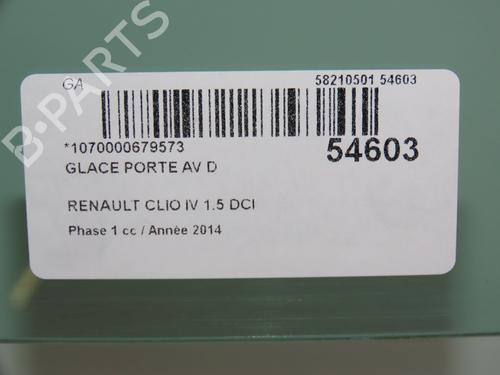 Front right door window RENAULT CLIO IV (BH_) 1.5 dCi 90 | BP30188537C19 