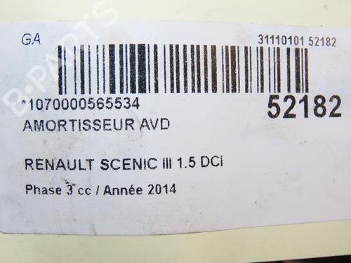 Højre fortil støddæmper RENAULT SCÉNIC III (JZ0/1_) 1.5 dCi (110 hp) 28829785