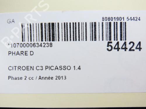 Right headlight CITROËN C3 Picasso (SH_) 1.4 VTi 95 (SH8FSC, SH8FP0, SH8FP6) | BP28969432C29 - Image 6