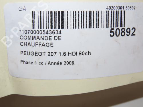 Used Climate control PEUGEOT 207 SW (WK_) 1.6 HDi (90 hp) 19701475