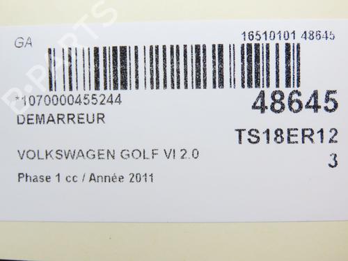 Used Starter VW GOLF VI (5K1) 2.0 TDI (140 hp) 15671930