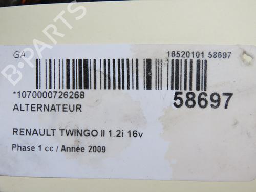 Alternator RENAULT TWINGO II (CN0_) 1.2 16V (CN0K, CN0V, CN0A) | BP37862712M7  - Image 9